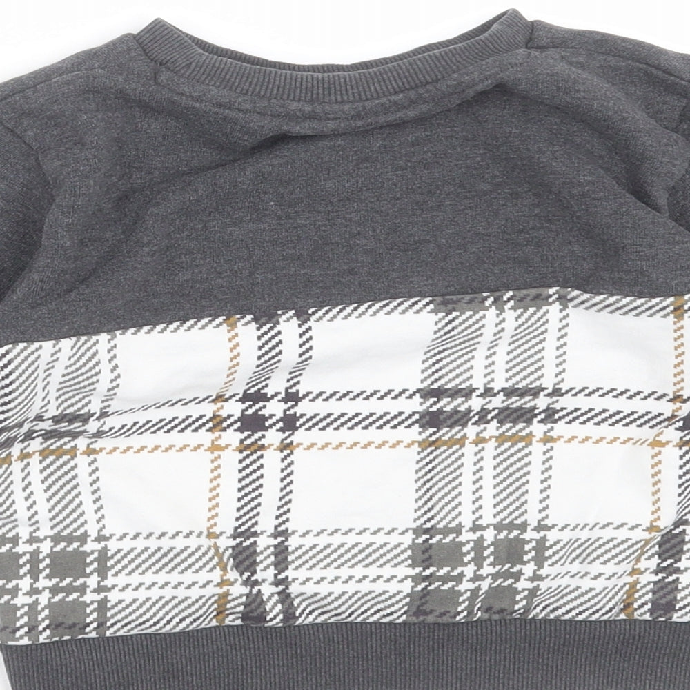 NEXT Boys Grey Check  Pullover Sweatshirt Size 3-4 Years