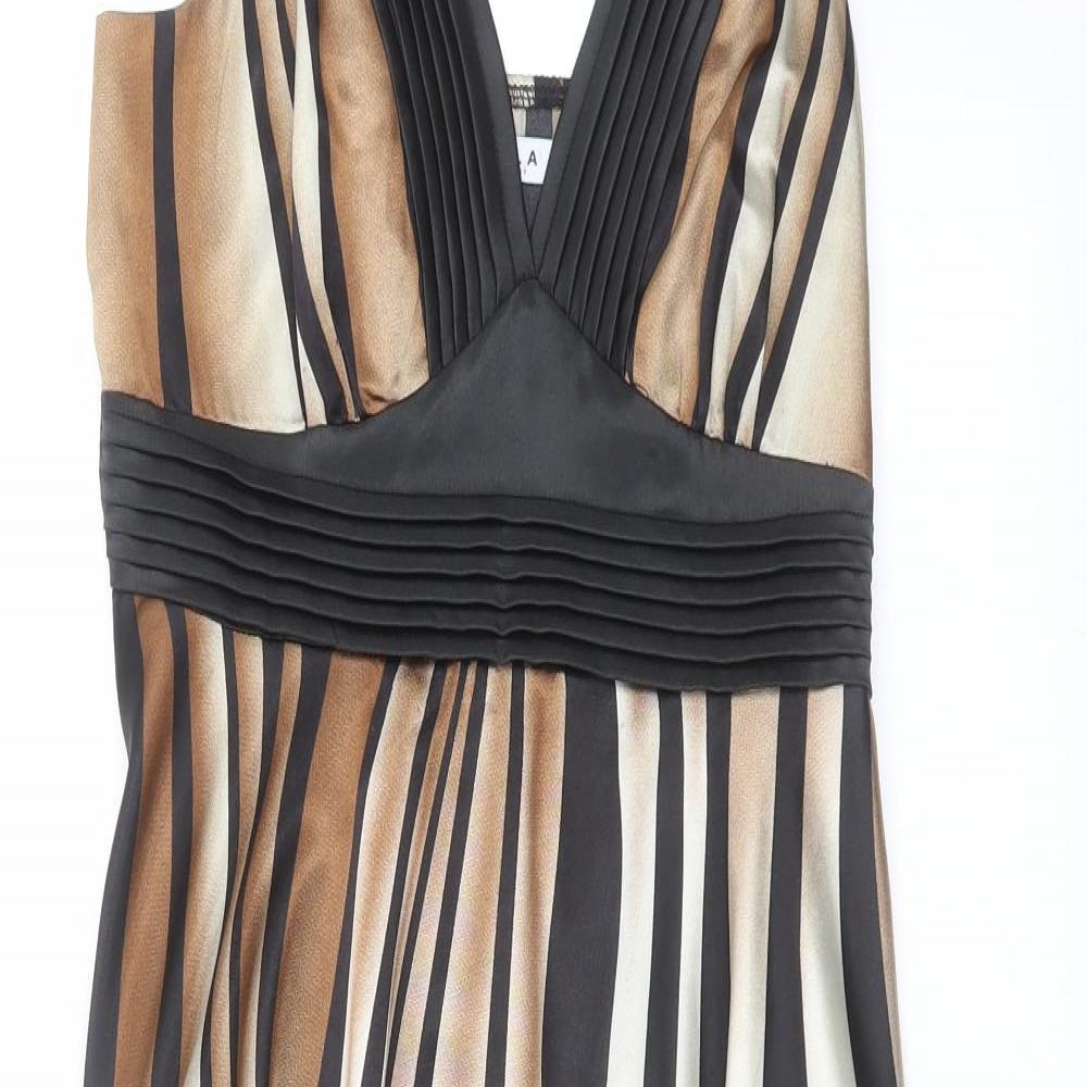 VILLA Womens Black Striped  Fit & Flare  Size M