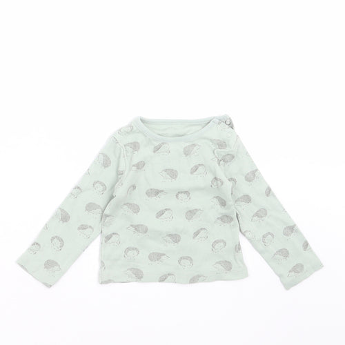 TU Baby Green   Basic T-Shirt Size 6-9 Months  - hedgehogs