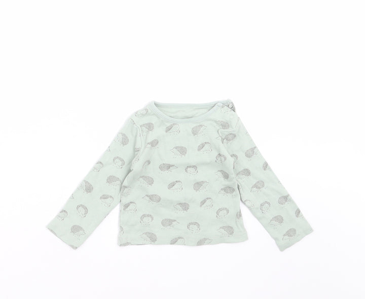 TU Baby Green Basic T-Shirt Size 6-9 Months - hedgehogs