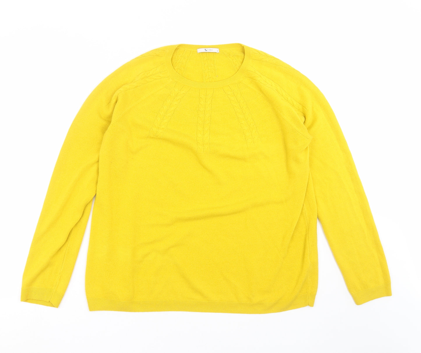 TU Womens Yellow  Knit Pullover Jumper Size 18
