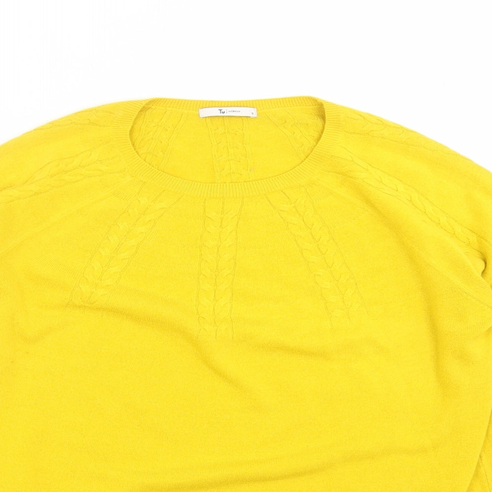 TU Womens Yellow  Knit Pullover Jumper Size 18