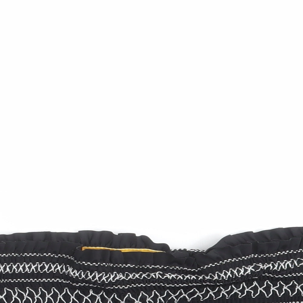 River Island Womens Black Floral  Cropped Blouse Size 18