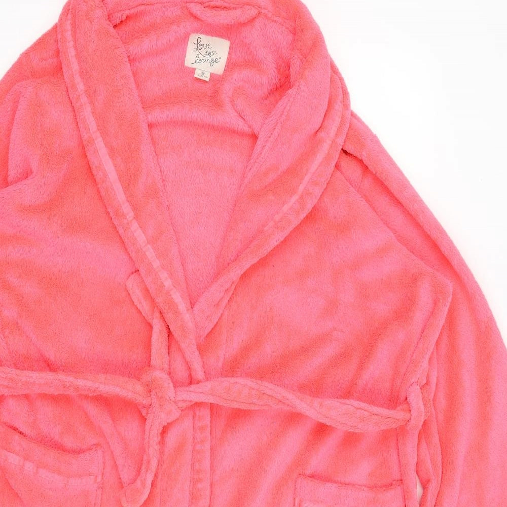 Love to Lounge Womens Pink Solid  Kimono Gown Size M