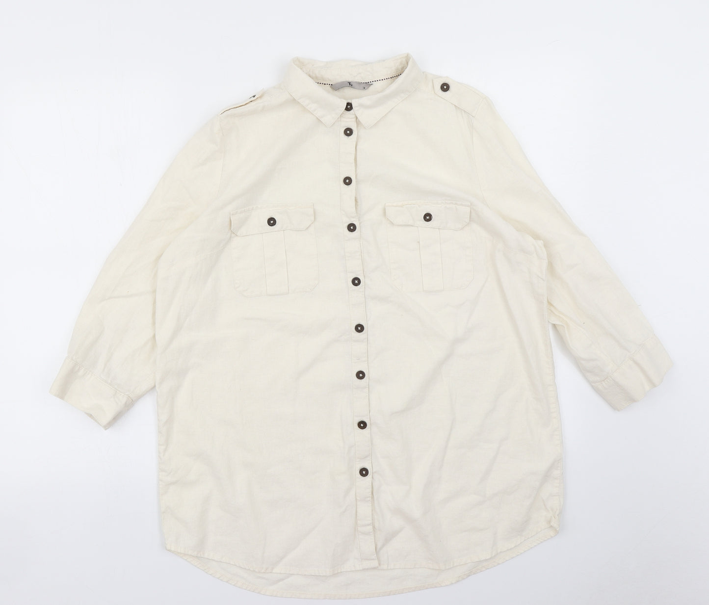 TU Womens Ivory   Basic Button-Up Size 16