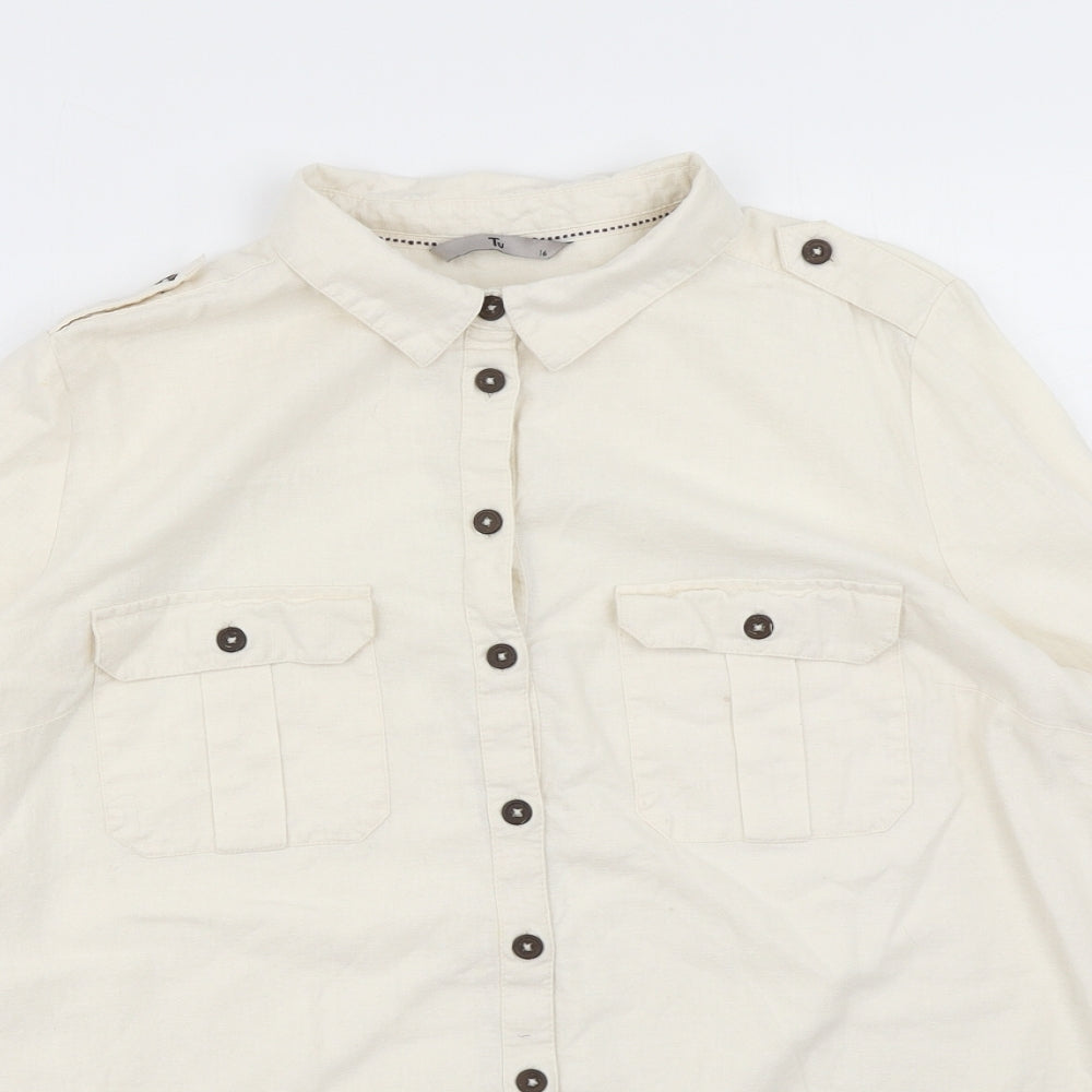 TU Womens Ivory   Basic Button-Up Size 16