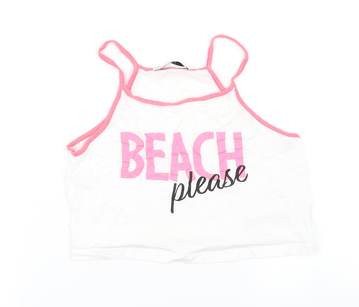 Terranova Girls White Cropped Tank Size 12-13 Years - Beach Please