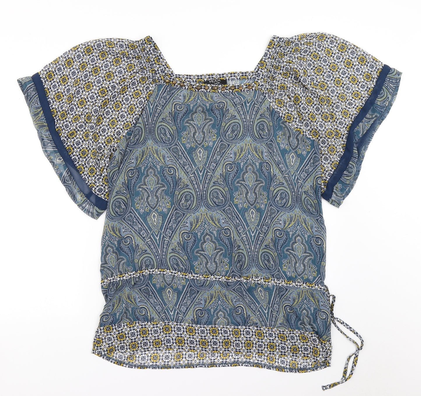 George Womens Blue Paisley  Tunic Blouse Size 16