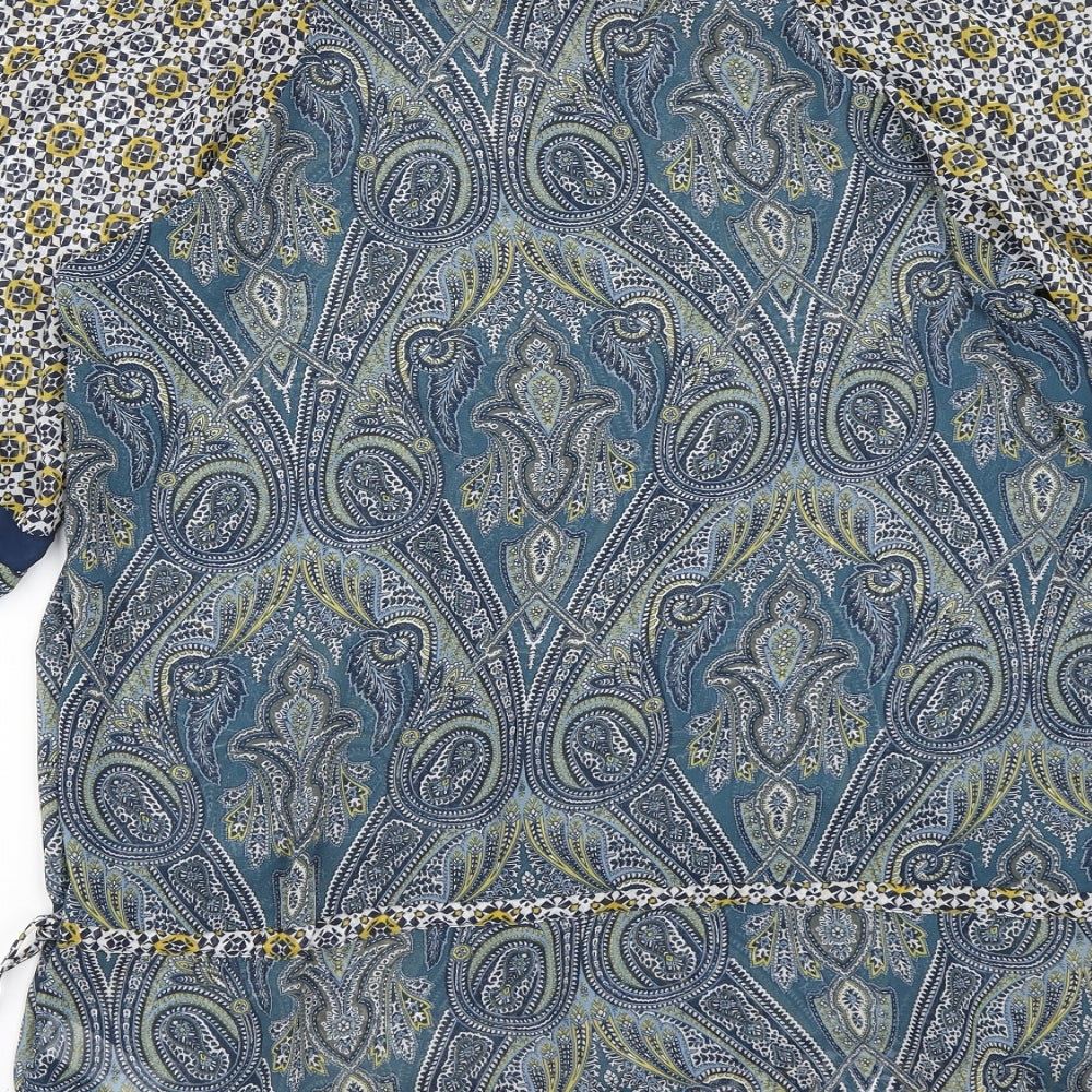 George Womens Blue Paisley  Tunic Blouse Size 16