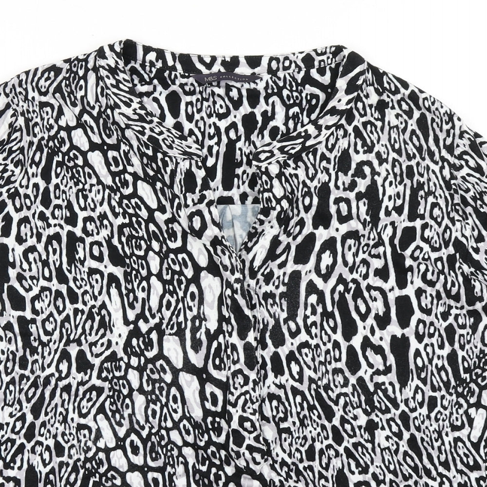 M&S Womens White Animal Print  Basic T-Shirt Size 18