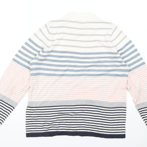 M&S Womens White Striped  Pullover Jumper Size 12