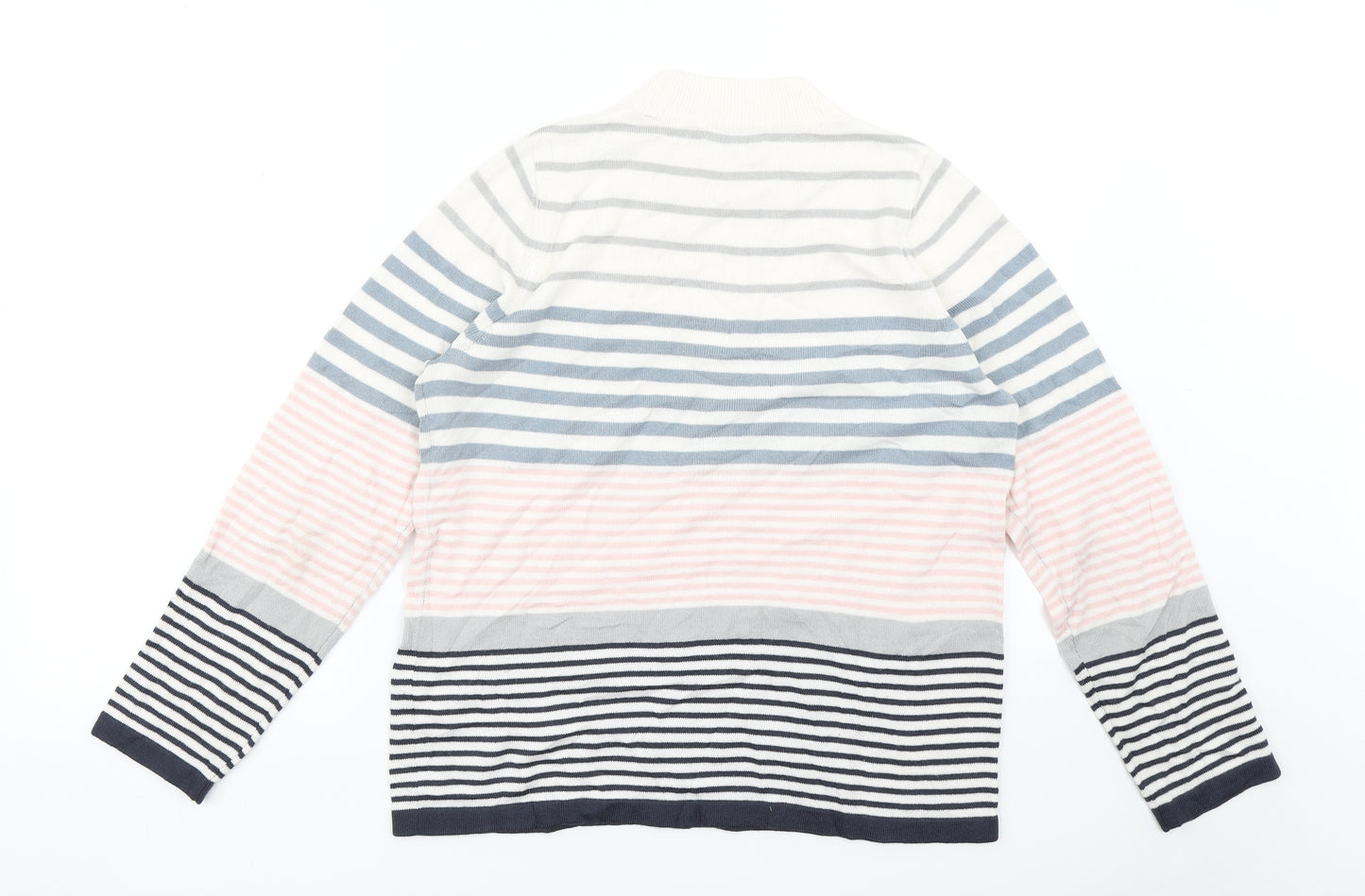 M&S Womens White Striped  Pullover Jumper Size 12