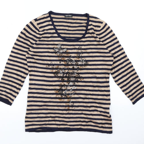 Gerry Weber Womens Brown Striped  Basic T-Shirt Size M