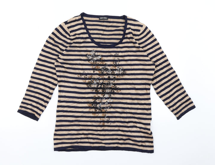 Gerry Weber Womens Brown Striped  Basic T-Shirt Size M