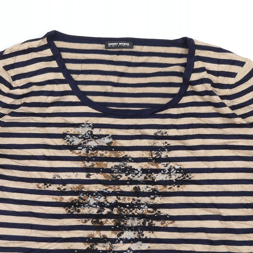 Gerry Weber Womens Brown Striped  Basic T-Shirt Size M