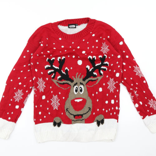 Angel Womens Red   Pullover Jumper Size S  - Reindeer