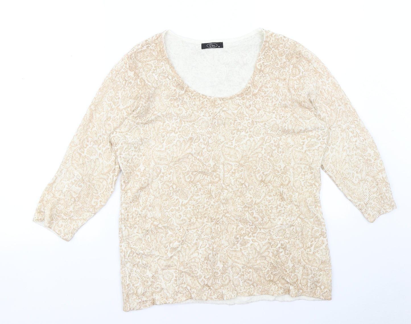 BM Womens Brown Paisley  Pullover Jumper Size M