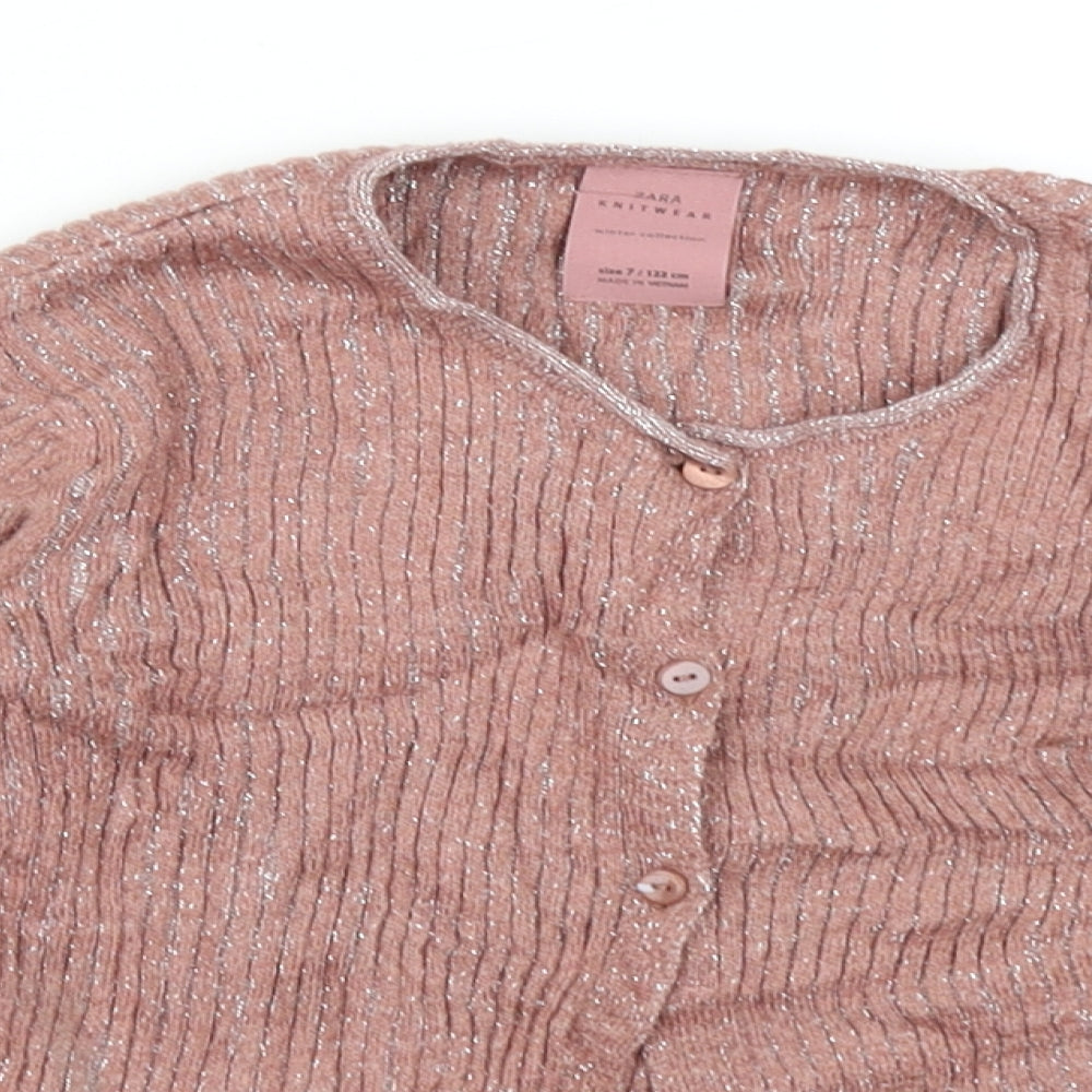Zara Girls Pink   Cardigan Jumper Size 7 Years