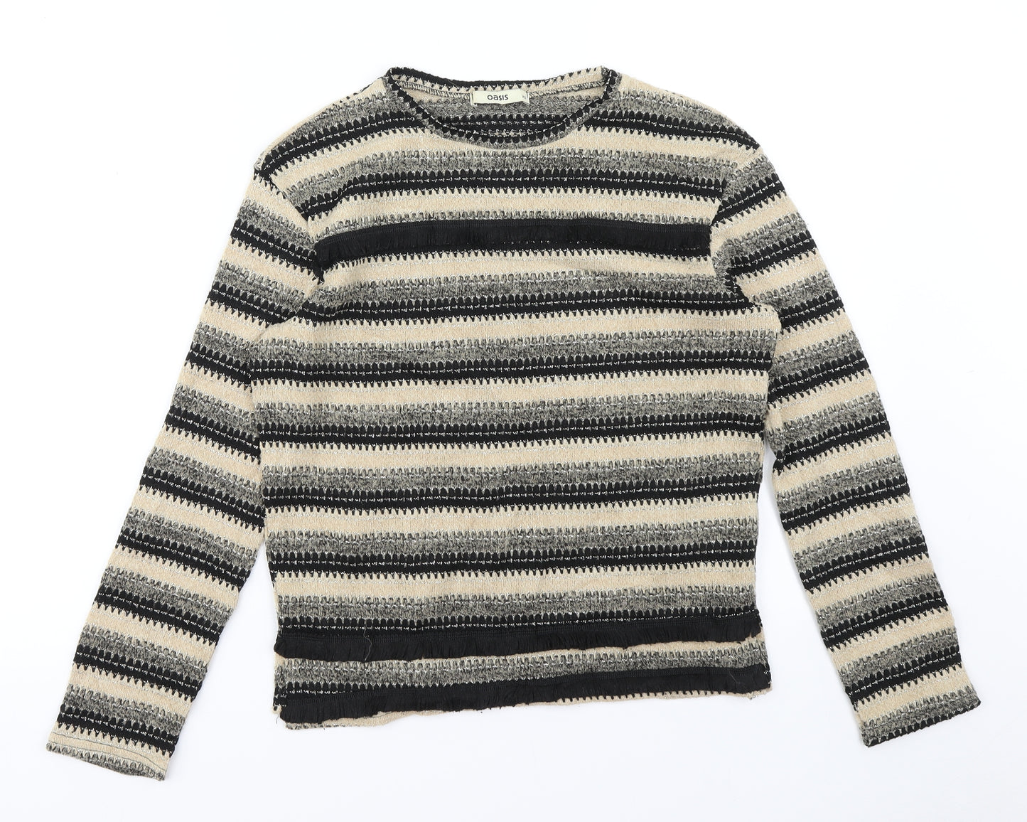 Oasis Womens Gold Striped  Pullover Jumper Size XS