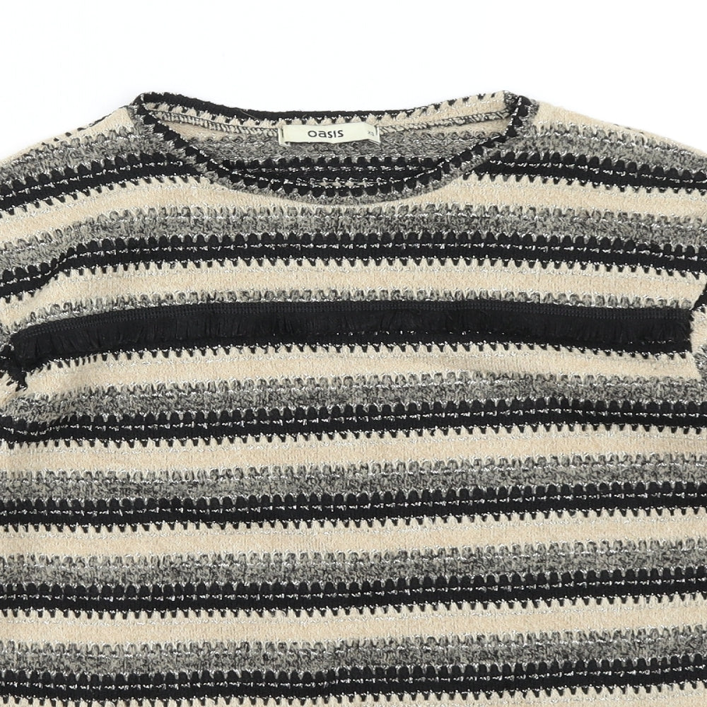 Oasis Womens Gold Striped  Pullover Jumper Size XS