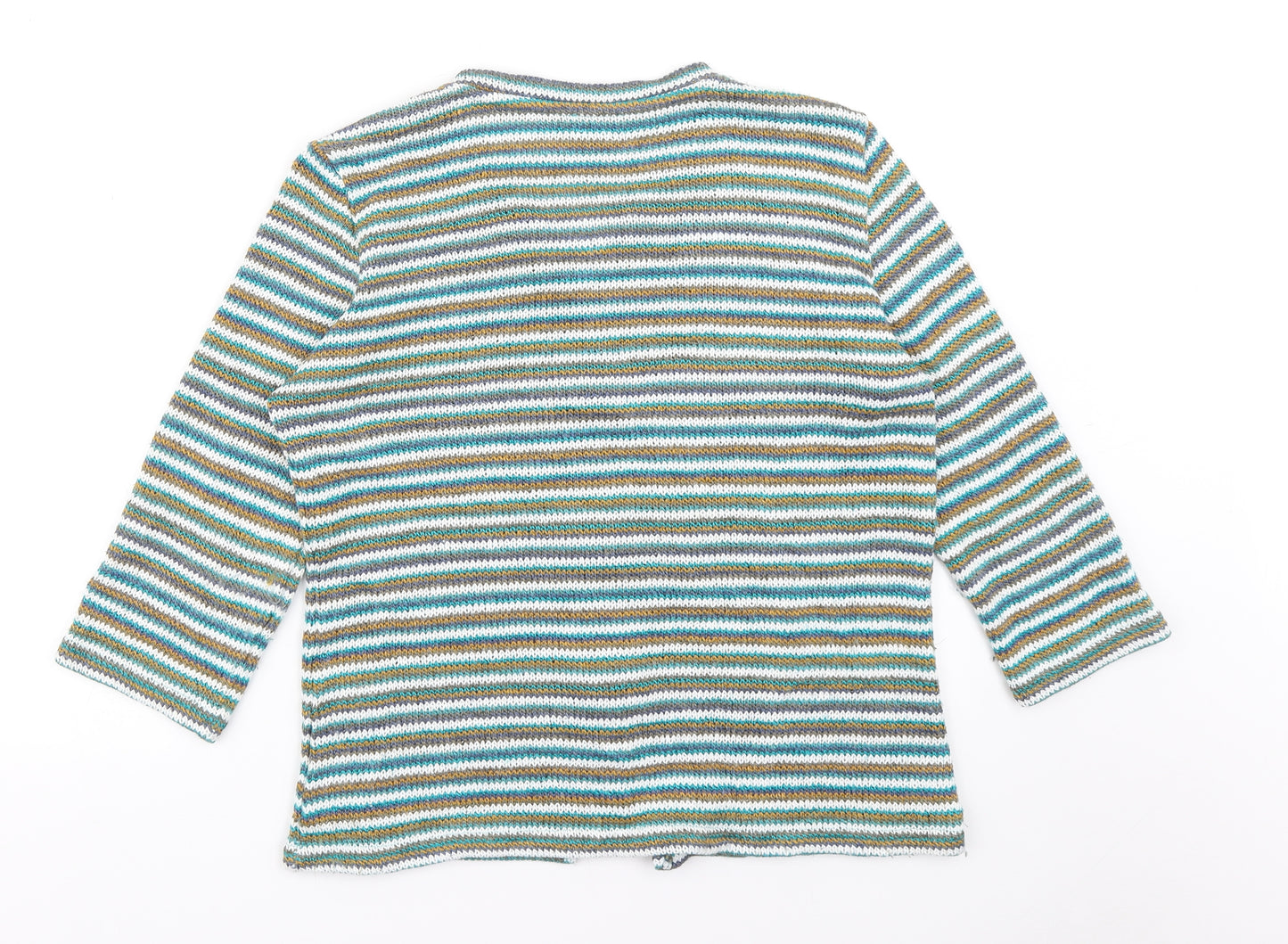 Per Una Womens Blue Striped  Cardigan Jumper Size L