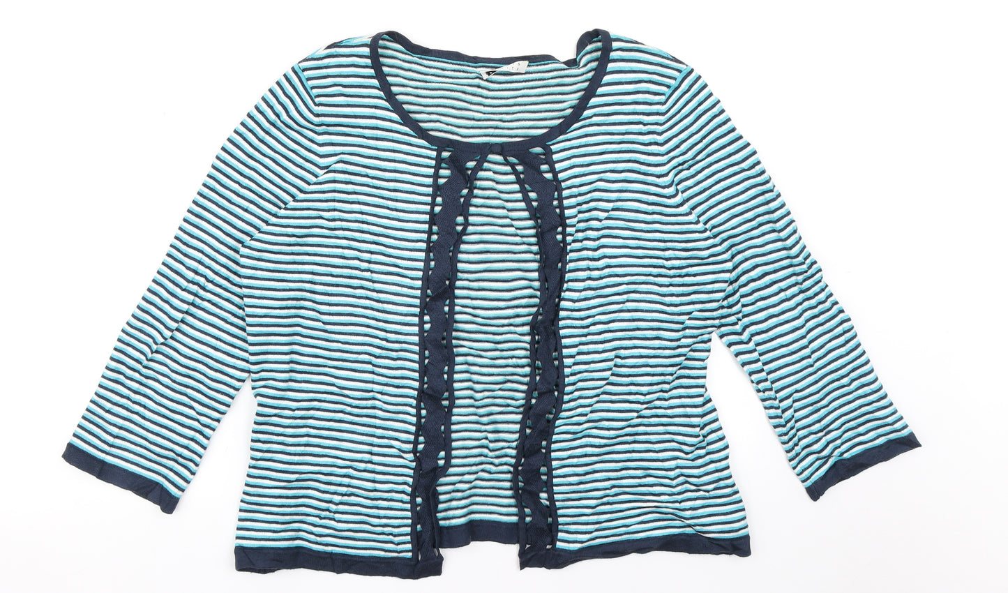 Precis Womens Blue Striped  Shrug Jumper Size L