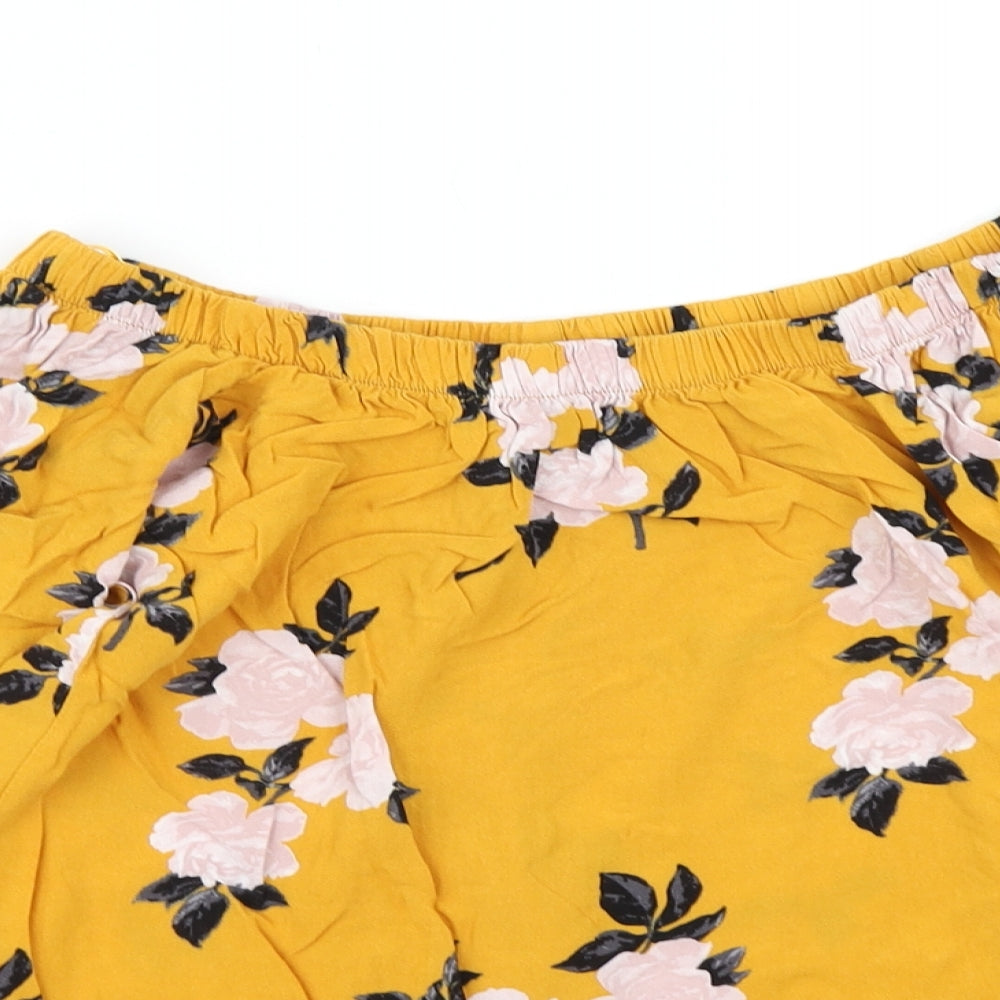 Select Womens Yellow Floral  Basic Blouse Size 8