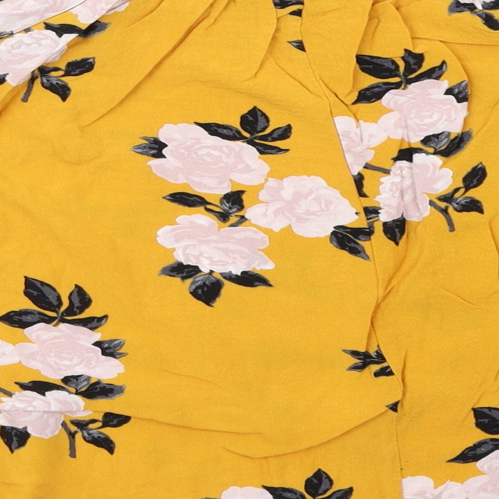 Select Womens Yellow Floral  Basic Blouse Size 8