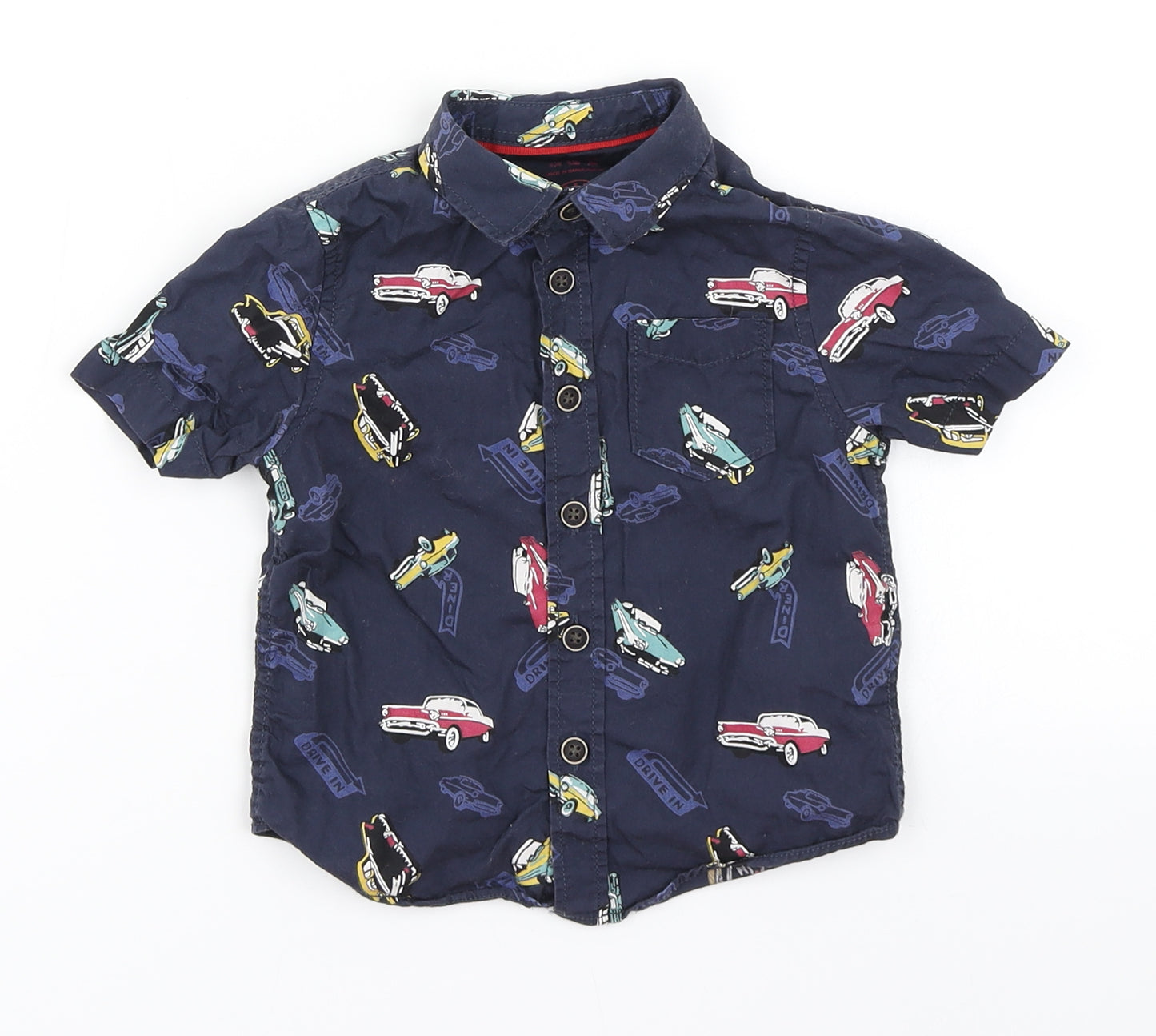 F&F Baby Blue   Basic Button-Up Size 18-24 Months  - Cars