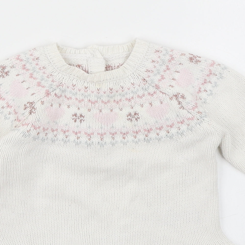 Matalan Baby White   Jumper Dress  Size 3-6 Months