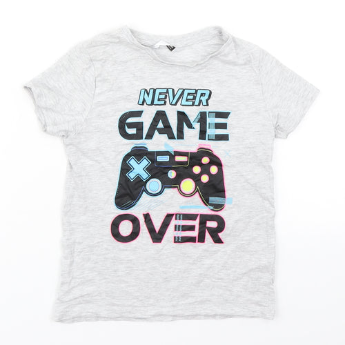 Pep & Co Boys Grey   Basic T-Shirt Size 6-7 Years  - Never Game Over