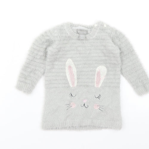 Primark Baby Grey   Pullover Jumper Size 3-6 Months  - Rabbit