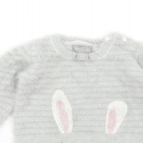 Primark Baby Grey   Pullover Jumper Size 3-6 Months  - Rabbit