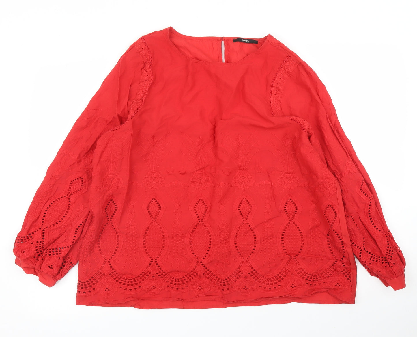 George Womens Red Floral  Basic Blouse Size 18