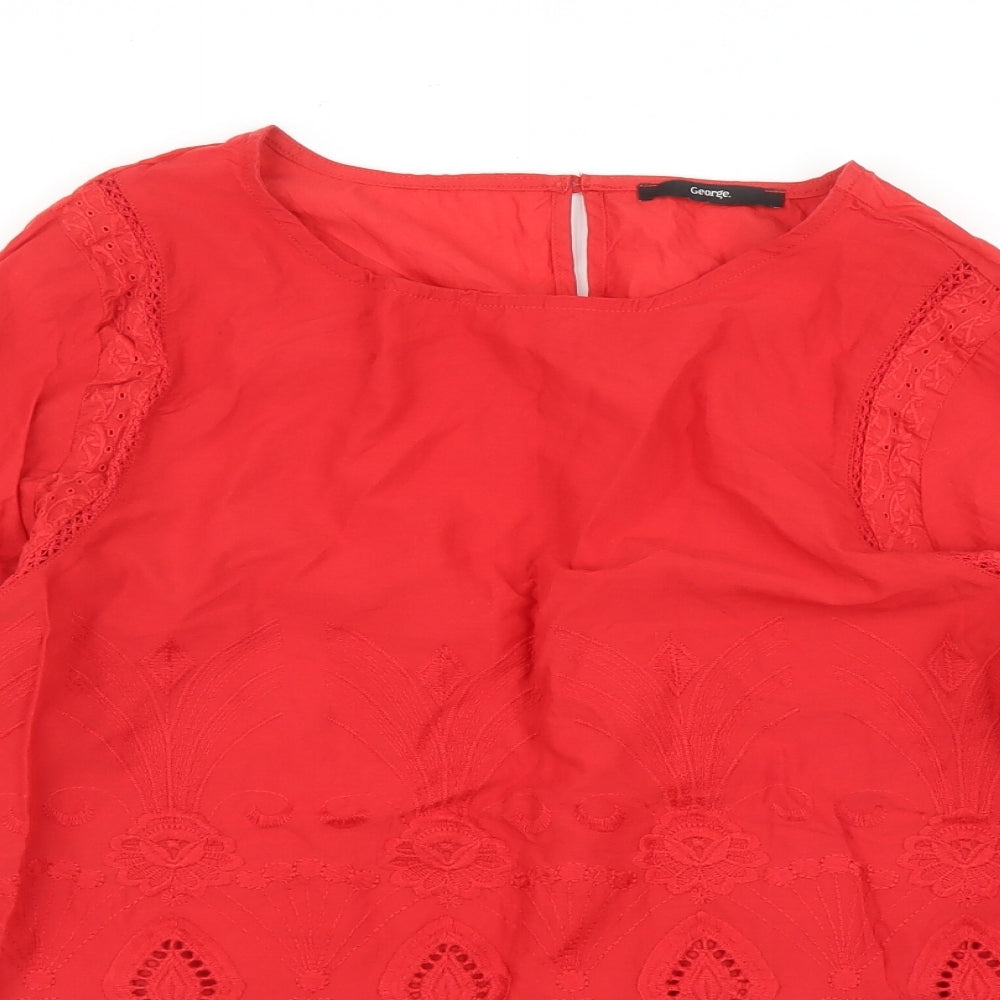 George Womens Red Floral  Basic Blouse Size 18