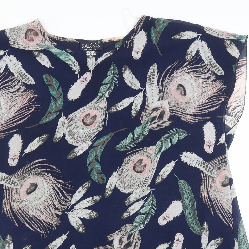 Saloos Womens Blue Floral  Basic Blouse Size 18