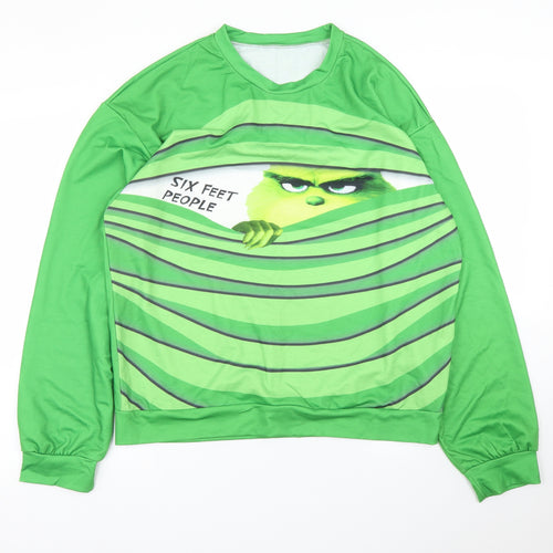 Preworn Womens Green Striped  Pullover Jumper Size 2XL