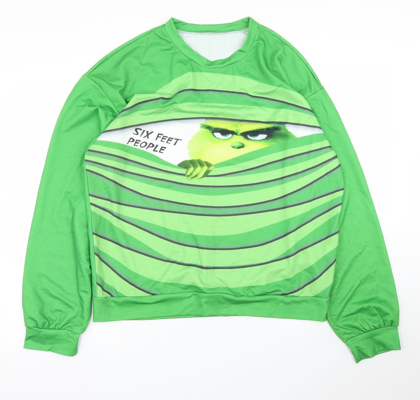 Preworn Womens Green Striped  Pullover Jumper Size 2XL