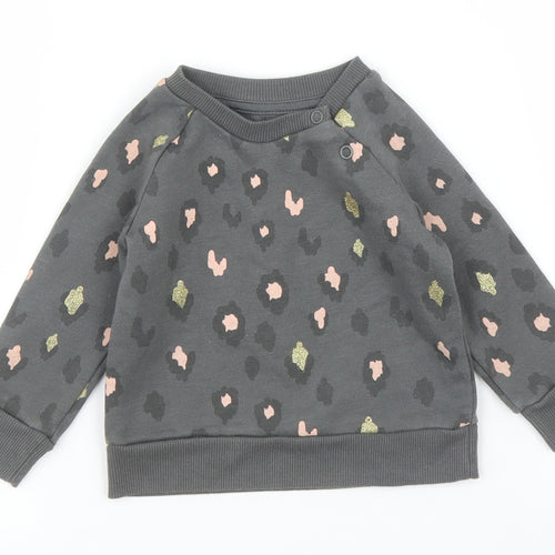 Primark Girls Grey Animal Print  Pullover Jumper Size 3-6 Months  - Leopard print