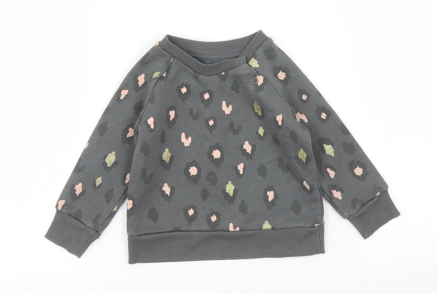 Primark Girls Grey Animal Print  Pullover Jumper Size 3-6 Months  - Leopard print