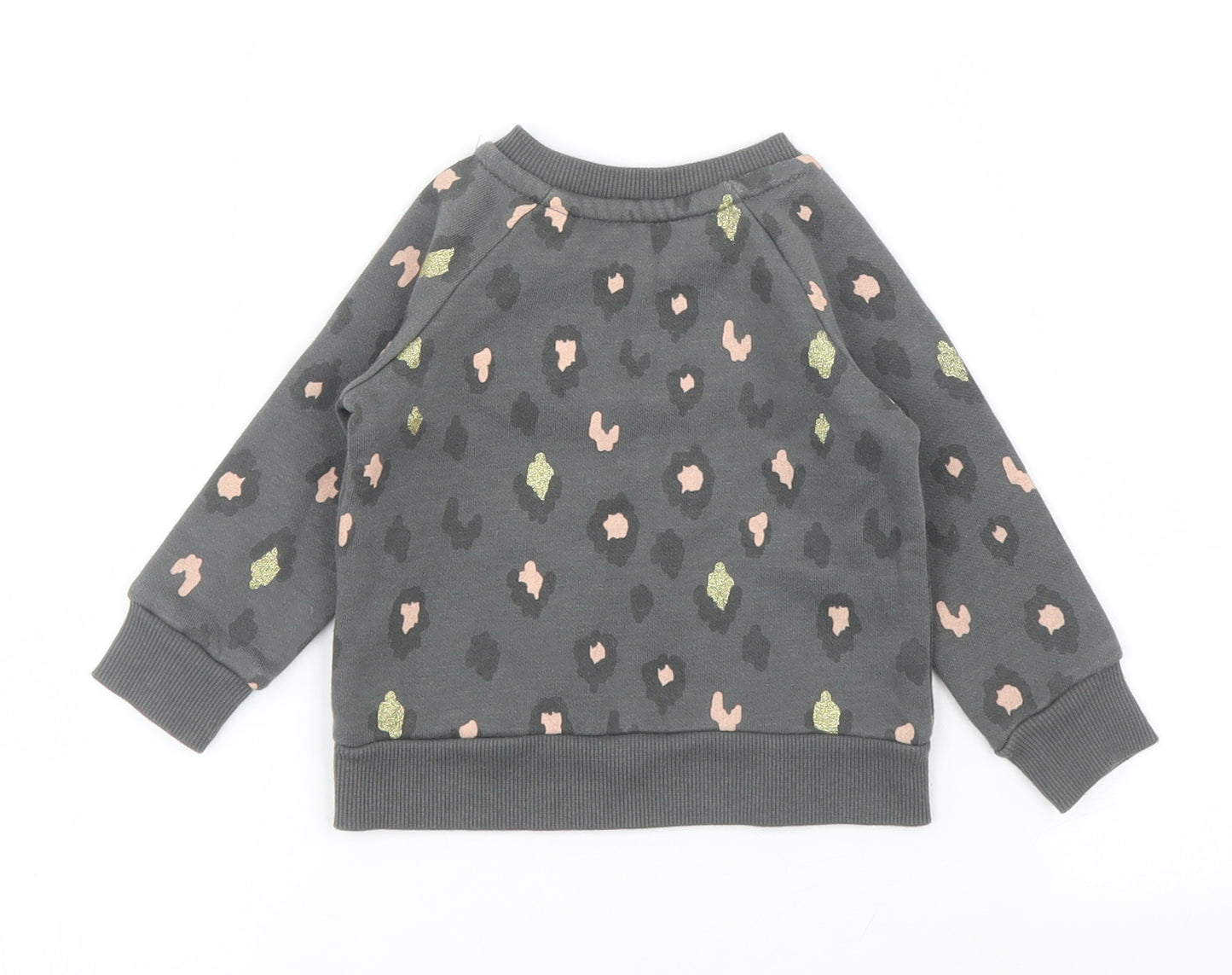 Primark Girls Grey Animal Print  Pullover Jumper Size 3-6 Months  - Leopard print