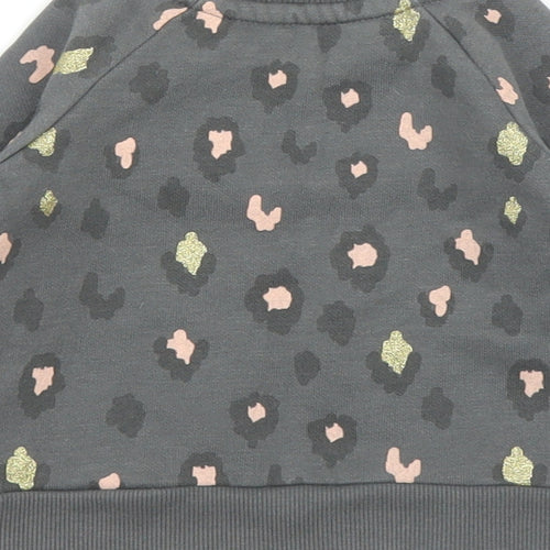 Primark Girls Grey Animal Print  Pullover Jumper Size 3-6 Months  - Leopard print