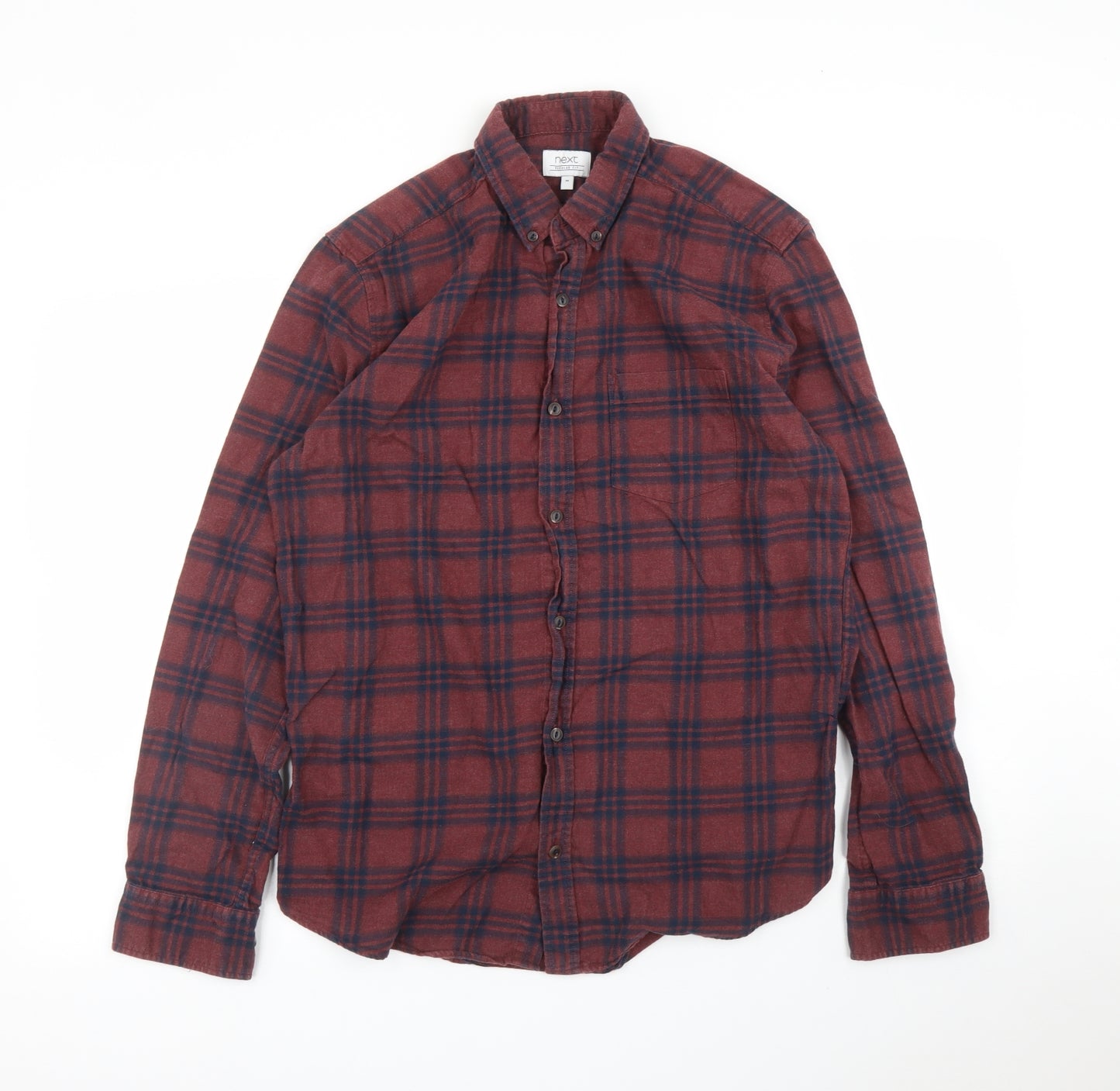 NEXT Mens Purple Plaid   Button-Up Size M