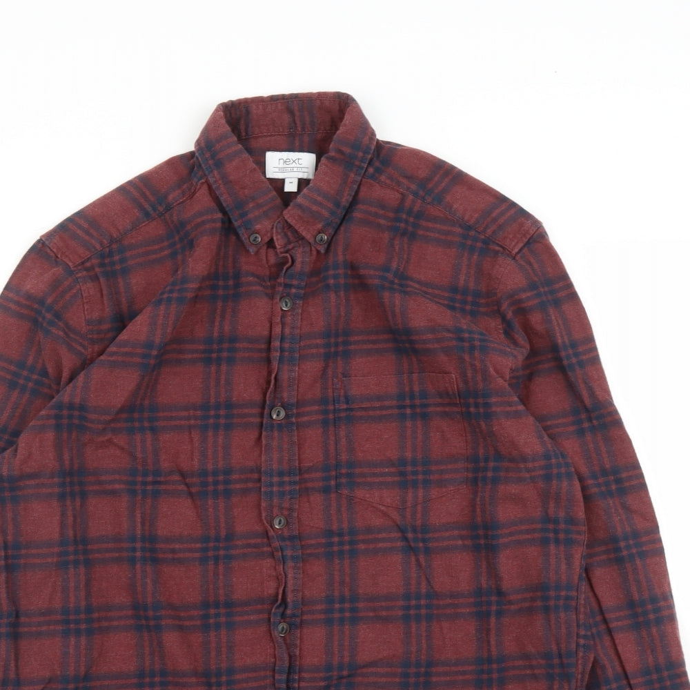 NEXT Mens Purple Plaid   Button-Up Size M