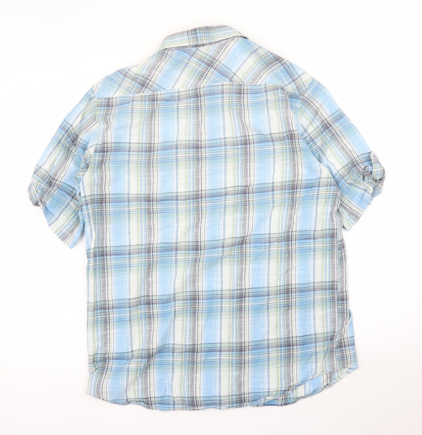 BHS Mens Blue Plaid   Button-Up Size M