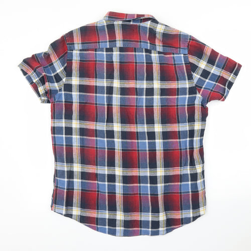 TU Mens Red Plaid   Button-Up Size M