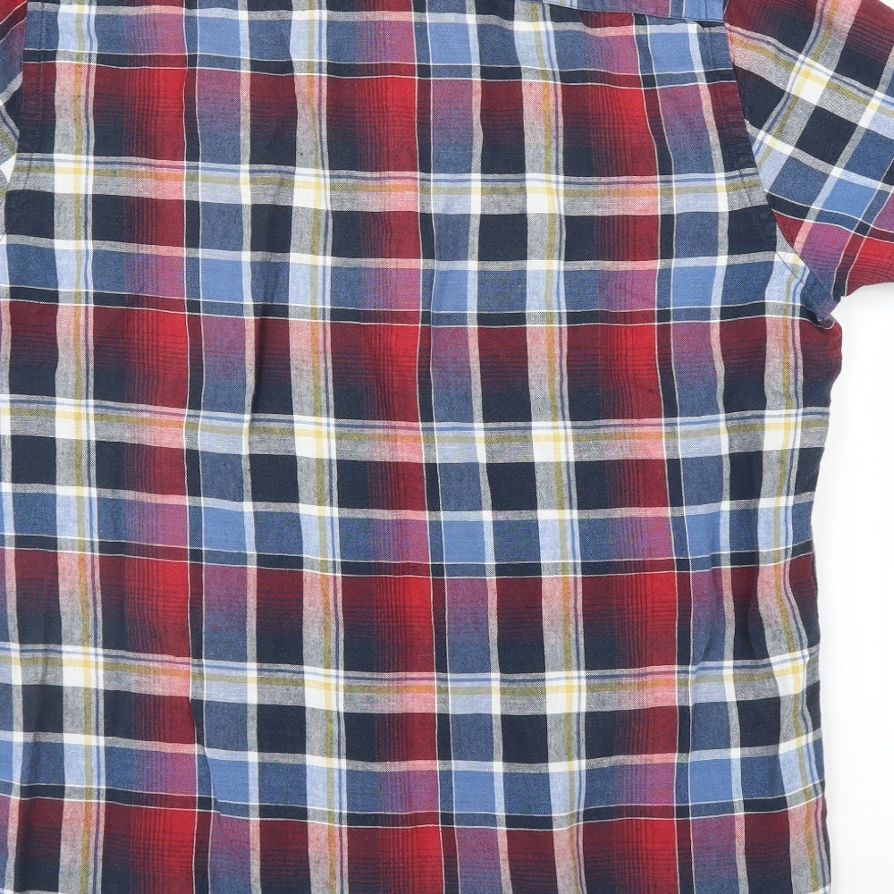 TU Mens Red Plaid   Button-Up Size M