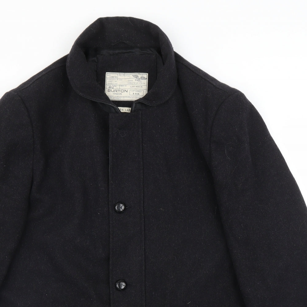 Burton Mens Black   Overcoat Coat Size XL