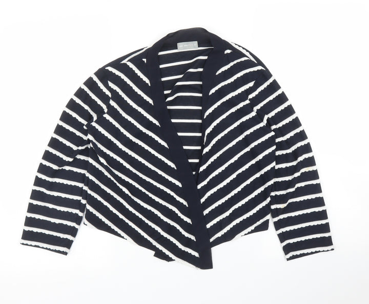 Per Una Womens Blue Striped Wrap Blouse Size 12