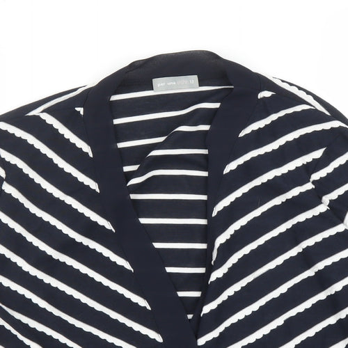 Per Una Womens Blue Striped  Wrap Blouse Size 12